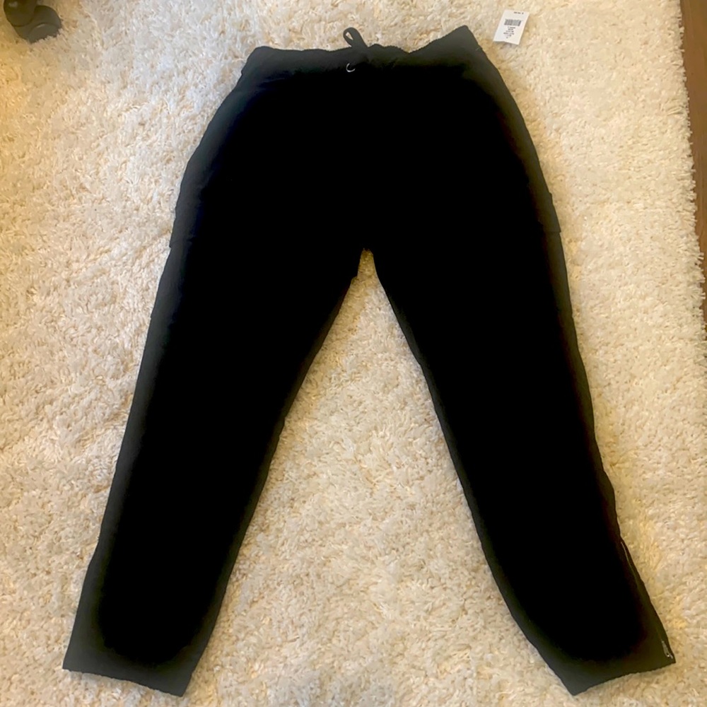 Black velvet cargo pants